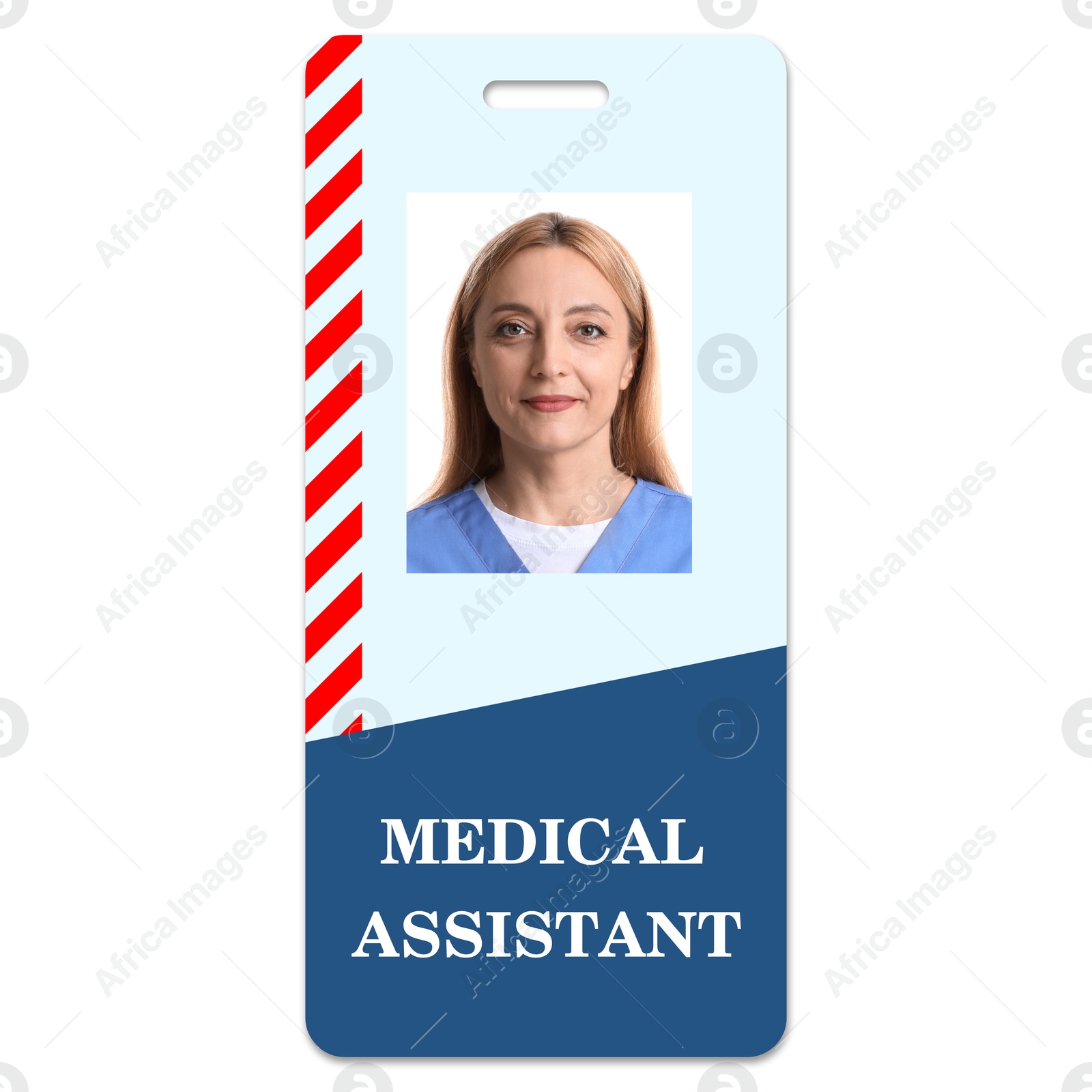 Image of Medical assistant badge with photo of woman on white background