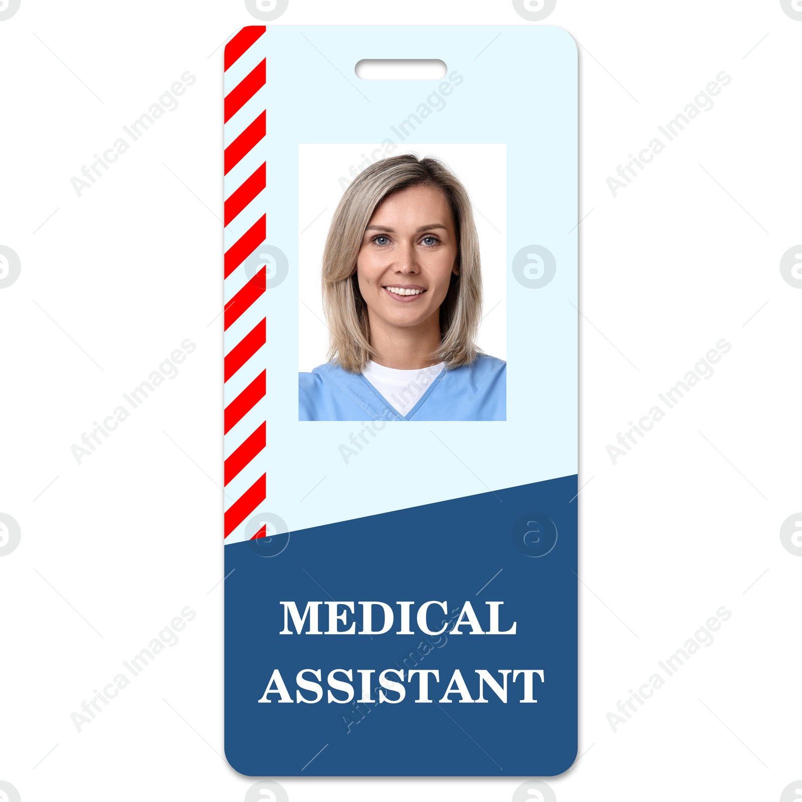 Image of Medical assistant badge with photo of woman on white background