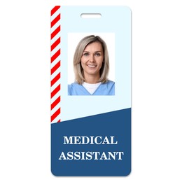 Image of Medical assistant badge with photo of woman on white background