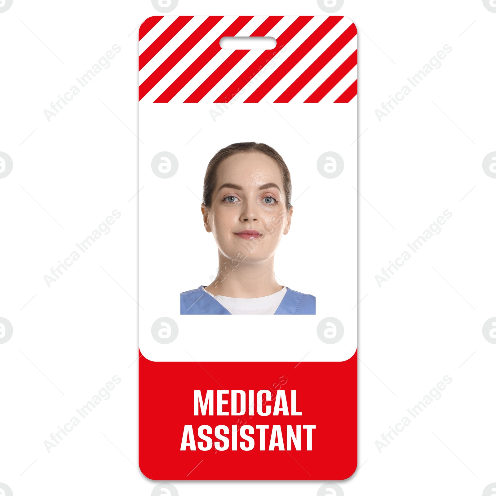 Image of Medical assistant badge with photo of woman on white background