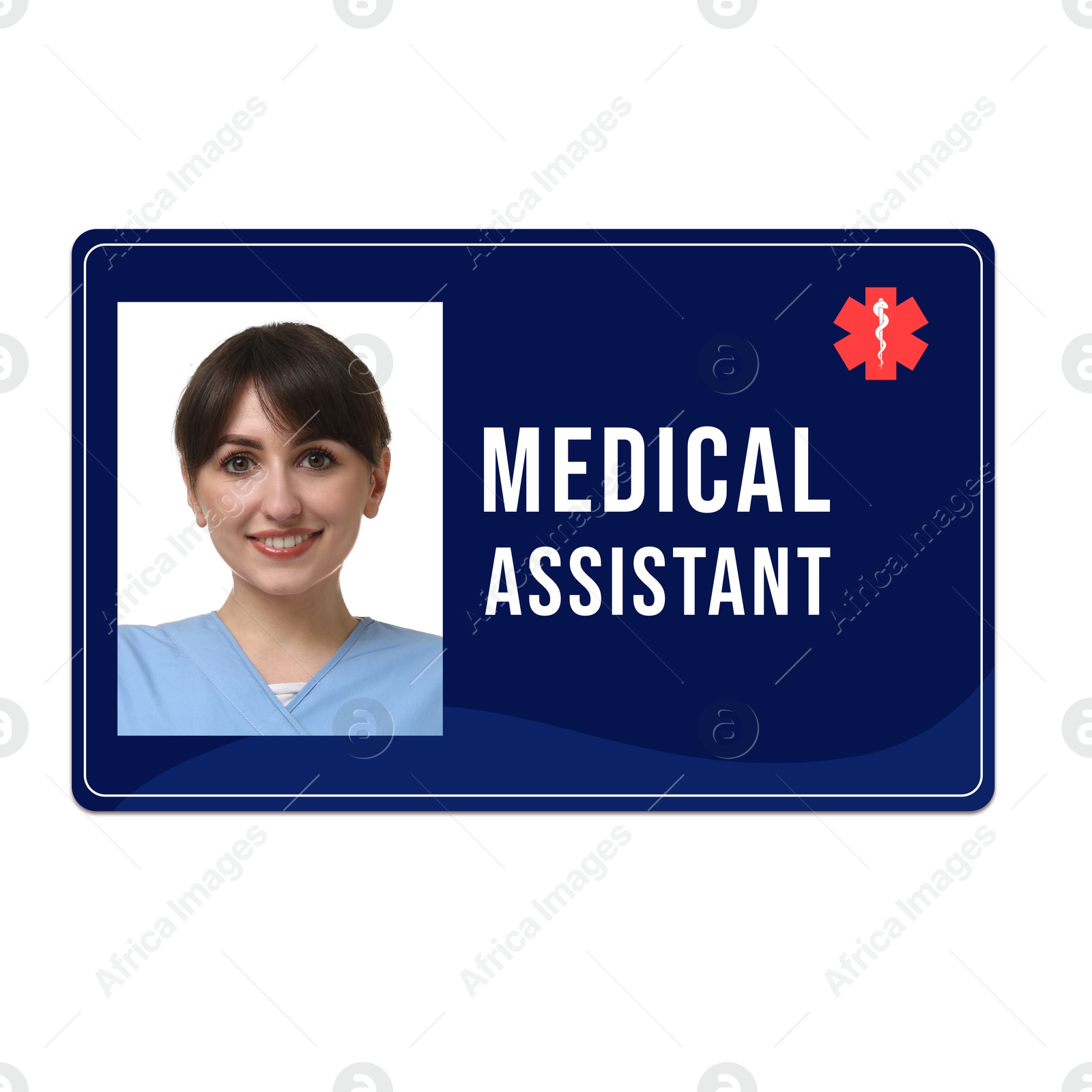 Image of Medical assistant badge with photo of woman on white background