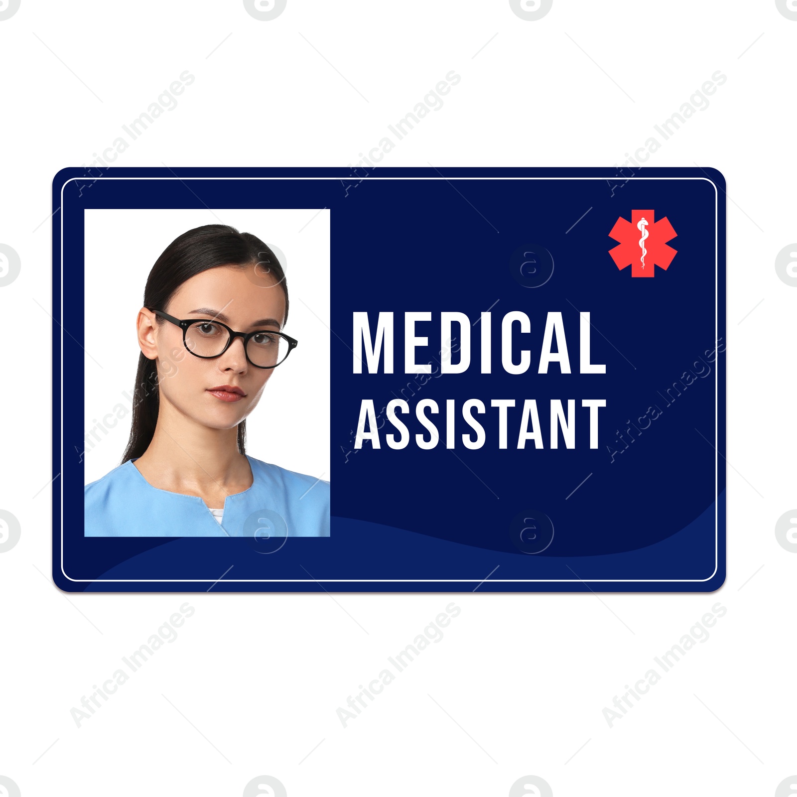 Image of Medical assistant badge with photo of woman on white background