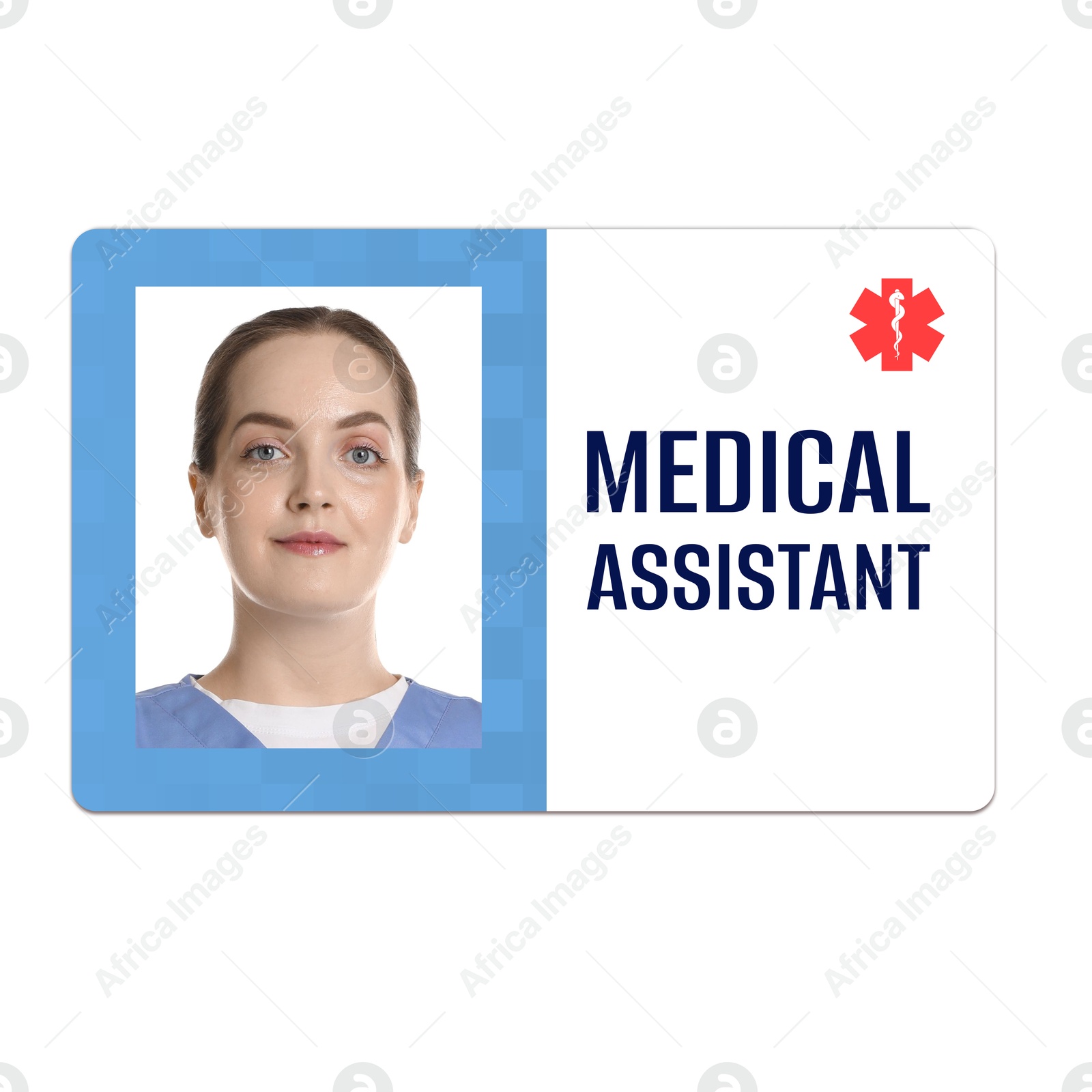 Image of Medical assistant badge with photo of woman on white background