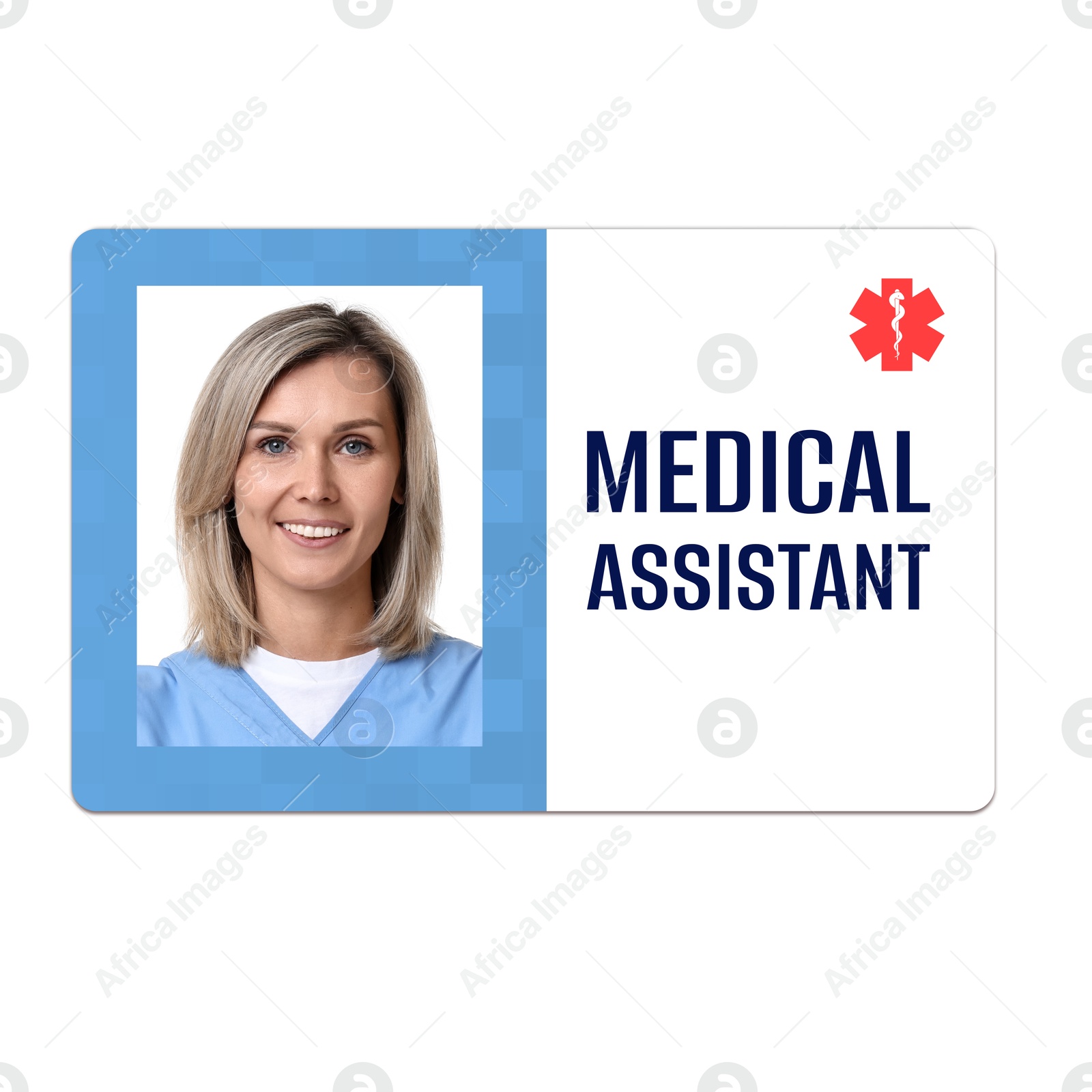 Image of Medical assistant badge with photo of woman on white background