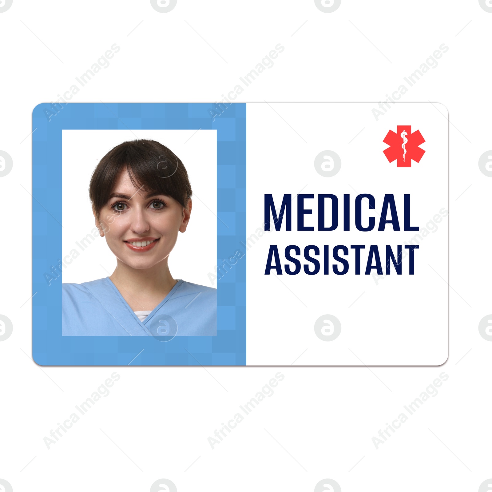 Image of Medical assistant badge with photo of woman on white background