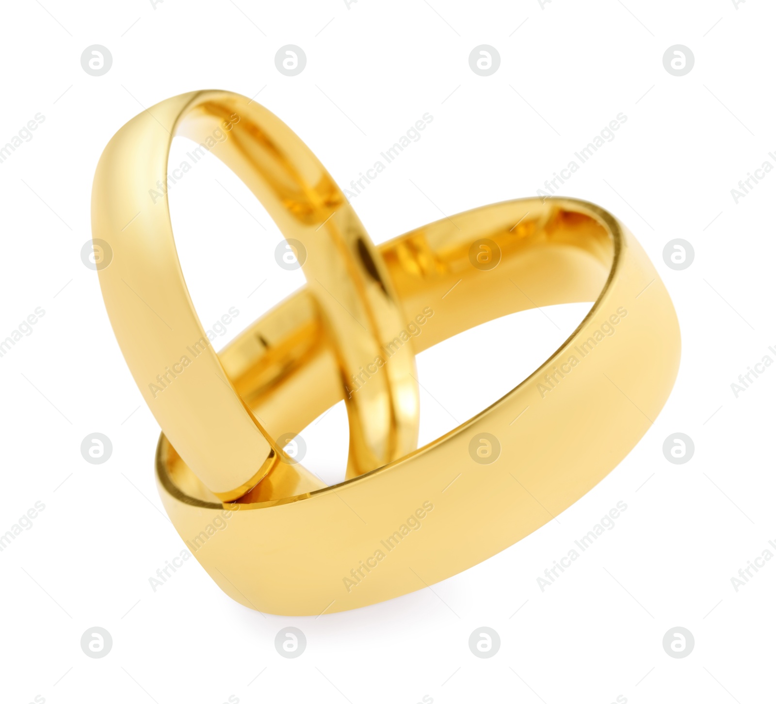 Photo of Beautiful golden wedding rings isolated on white