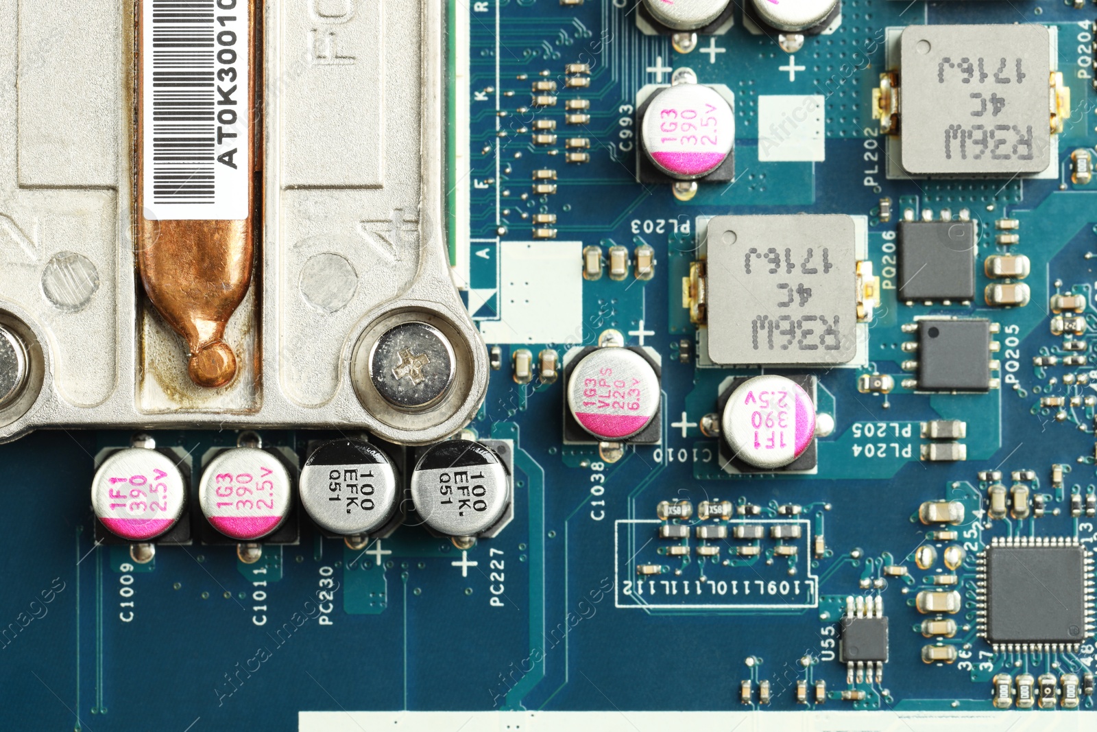 Photo of Electronic circuit board as background, top view