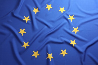 Photo of Flag of European Union as background, top view