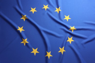 Photo of Flag of European Union as background, top view