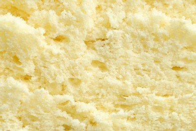 Photo of Tasty sponge cake as background, top view