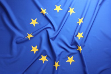 Photo of Flag of European Union as background, top view