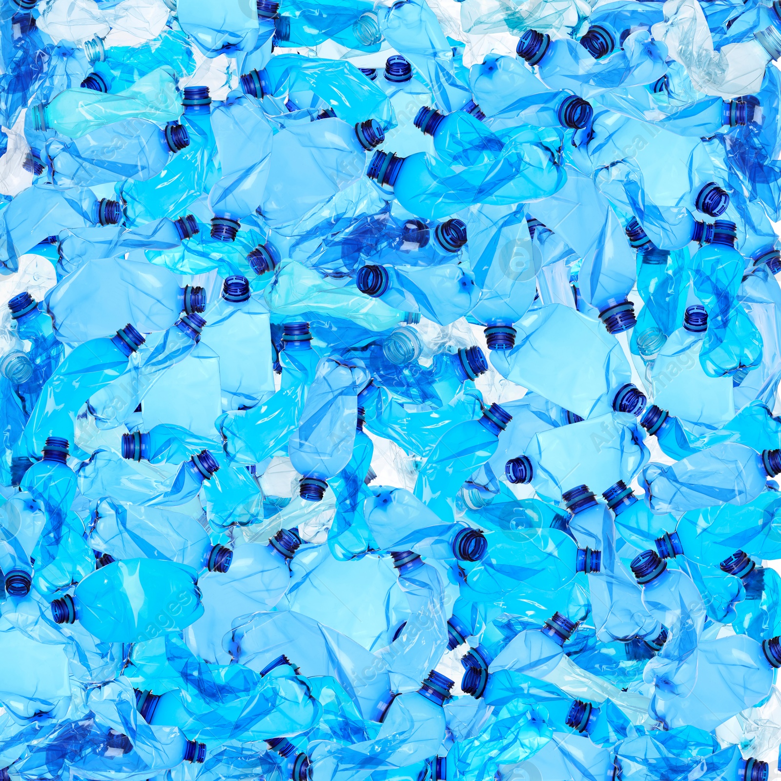 Image of Many used crumpled plastic bottles as background