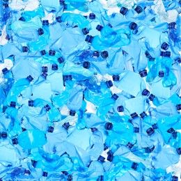 Image of Many used crumpled plastic bottles as background