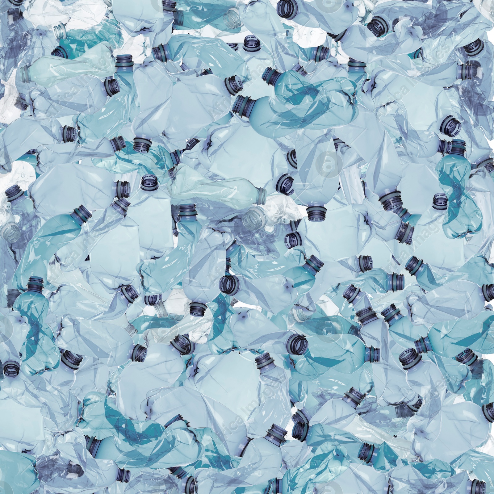 Image of Many used crumpled plastic bottles as background