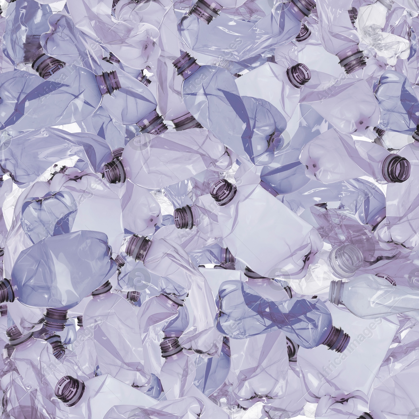 Image of Many used crumpled plastic bottles as background