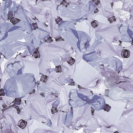 Image of Many used crumpled plastic bottles as background