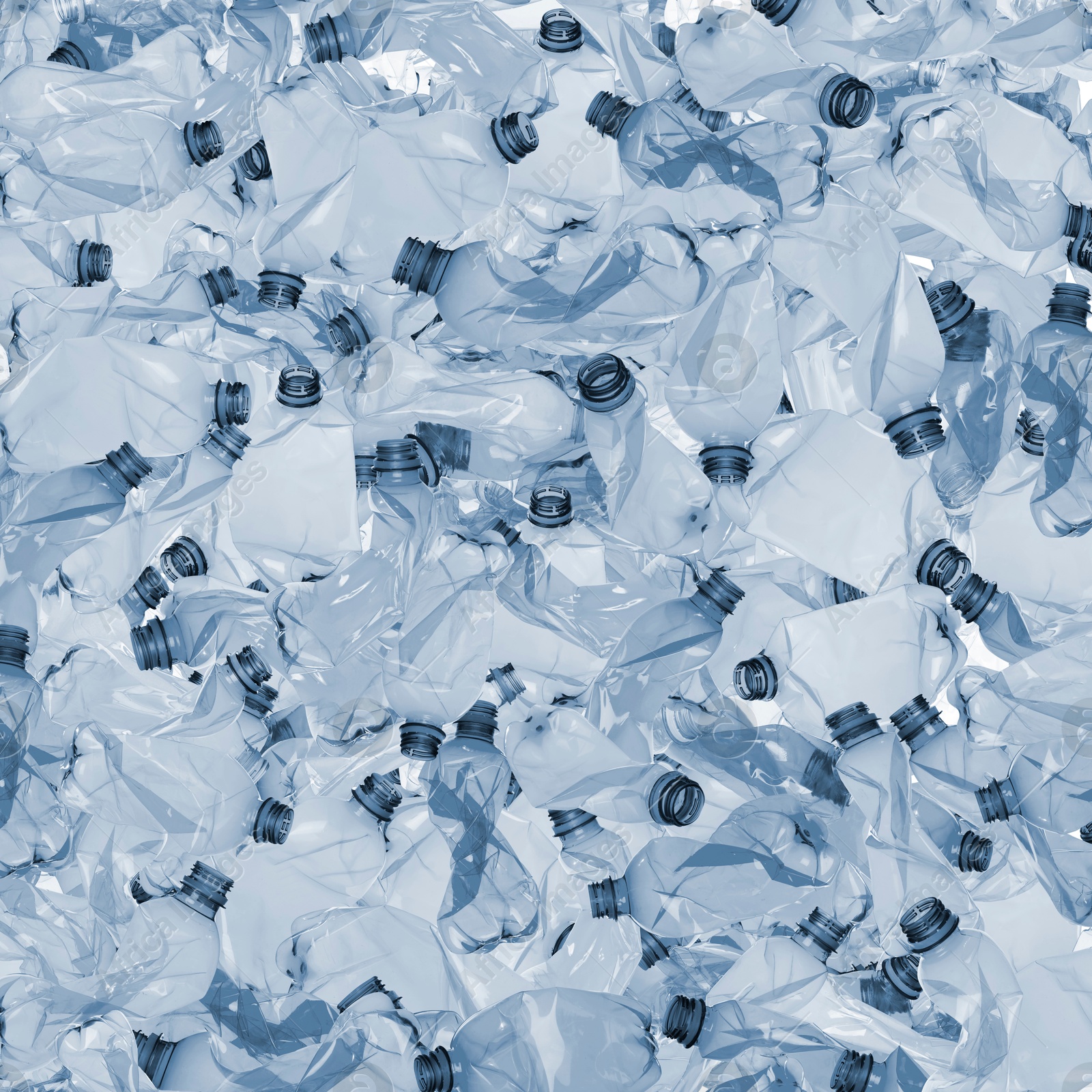 Image of Many used crumpled plastic bottles as background