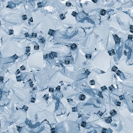 Image of Many used crumpled plastic bottles as background