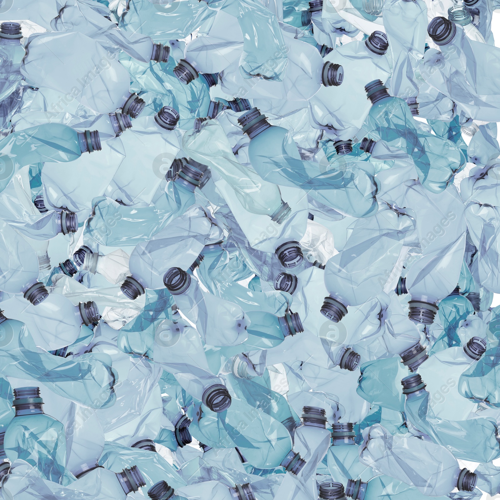 Image of Many used crumpled plastic bottles as background