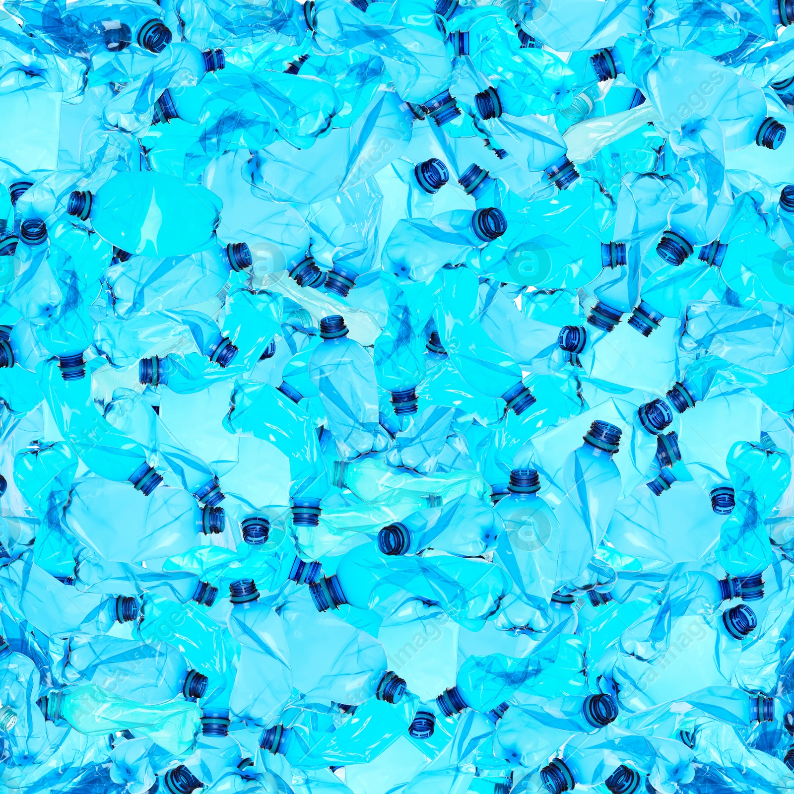 Image of Many used crumpled plastic bottles as background