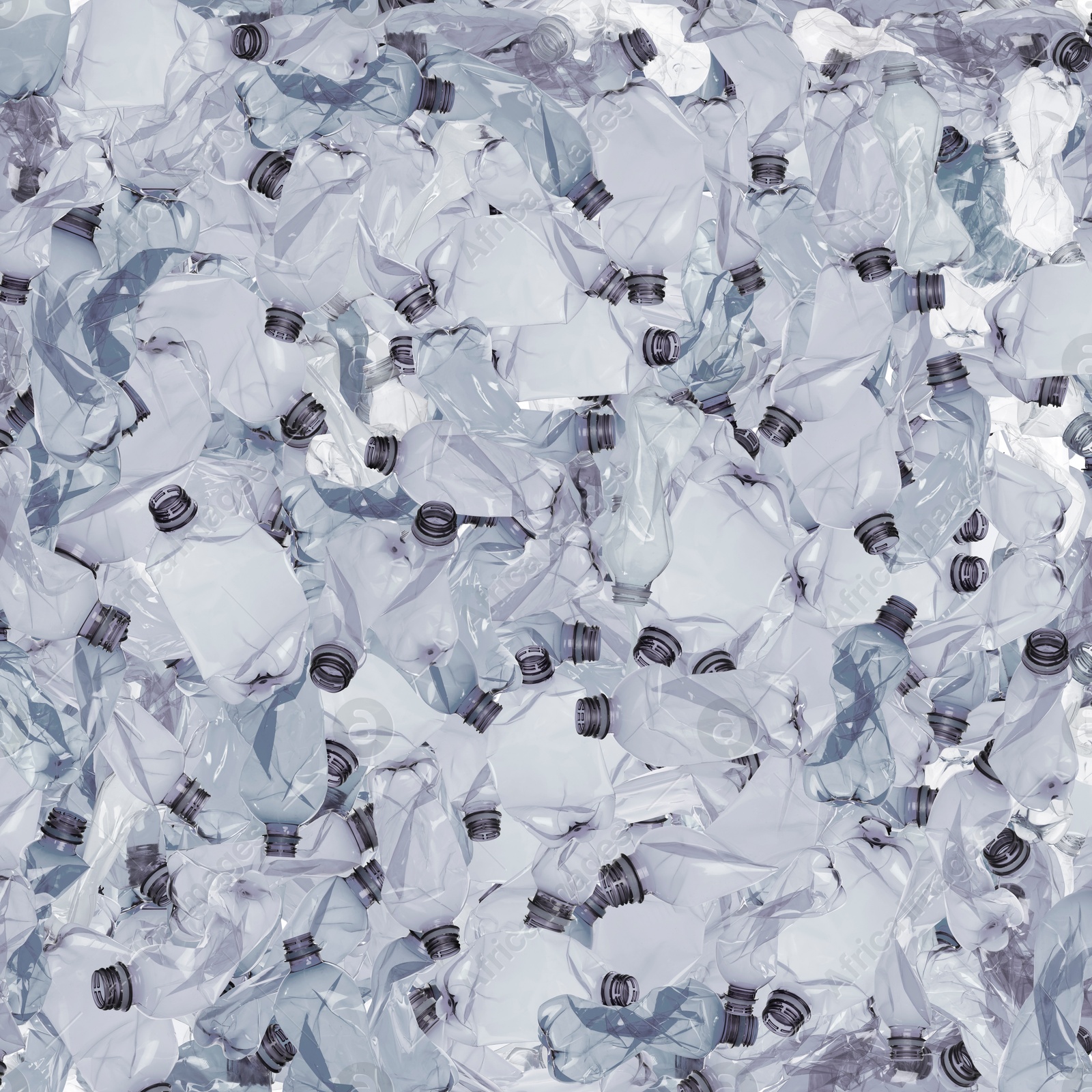 Image of Many used crumpled plastic bottles as background