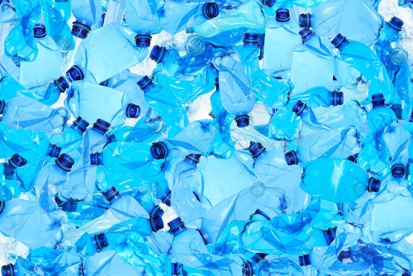 Image of Many used crumpled plastic bottles as background