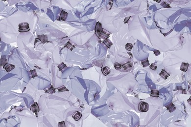 Image of Many used crumpled plastic bottles as background