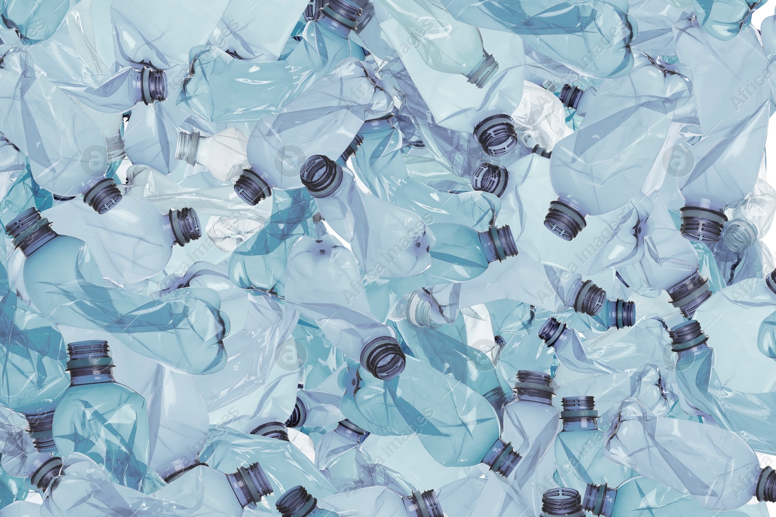 Image of Many used crumpled plastic bottles as background