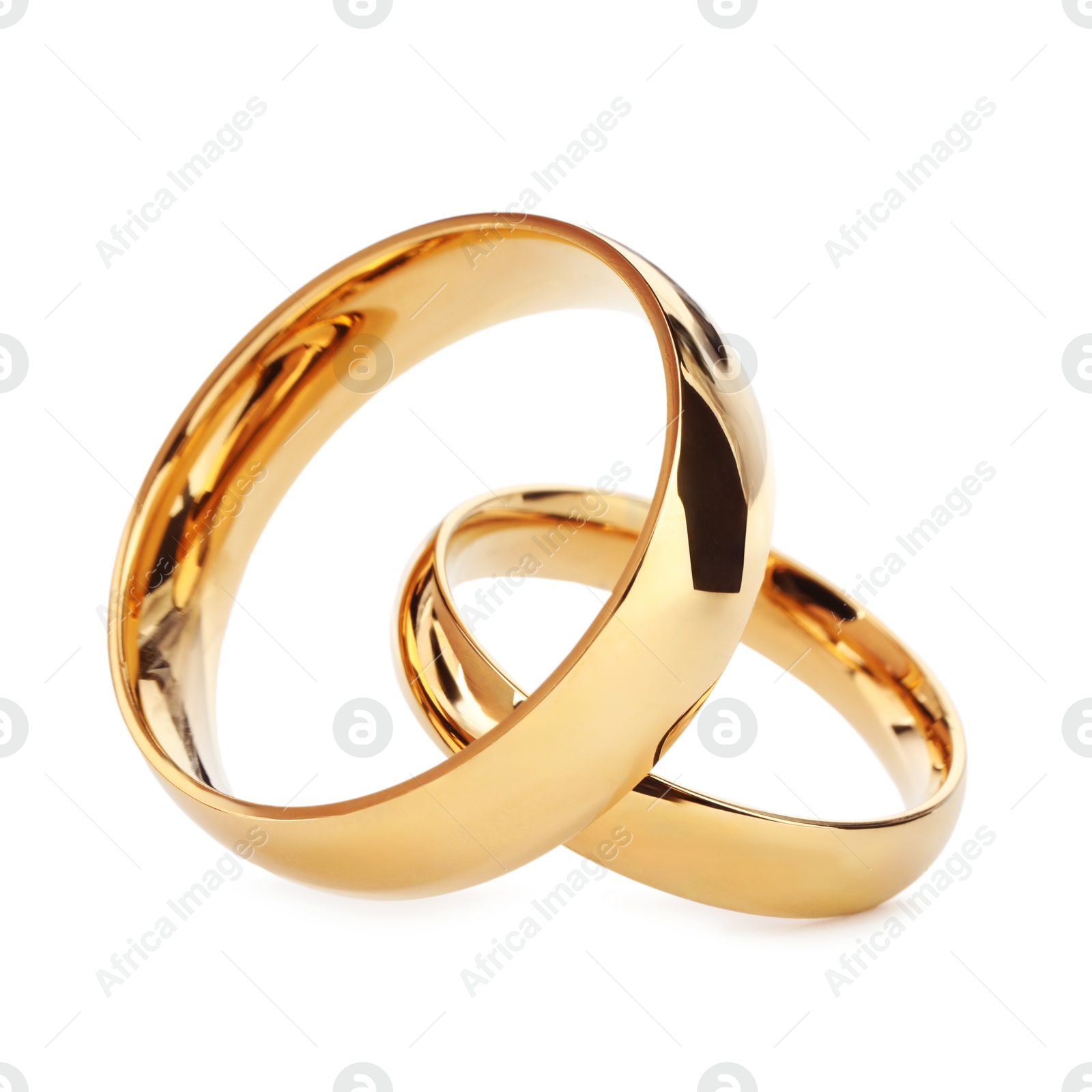 Photo of Beautiful golden wedding rings isolated on white