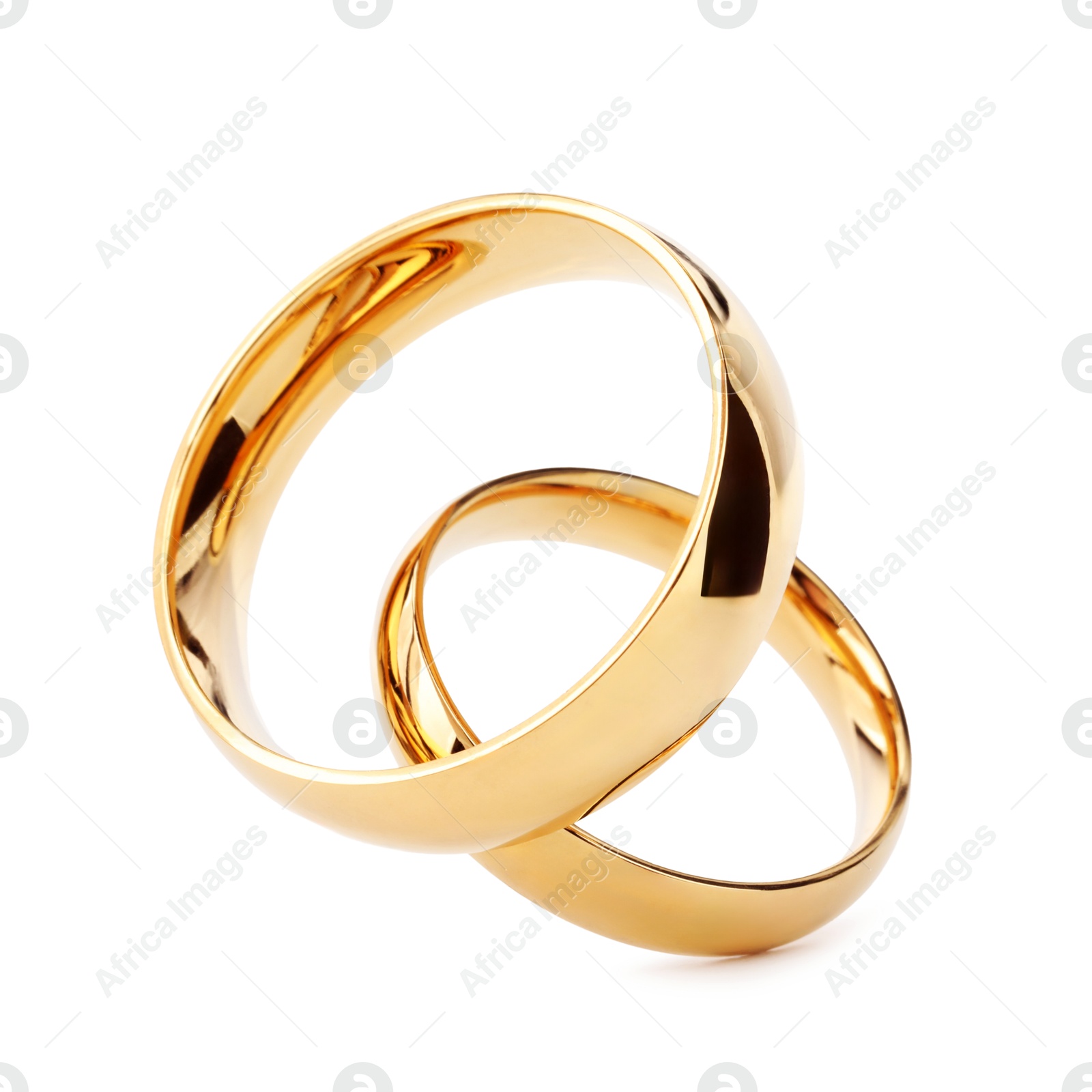 Photo of Beautiful golden wedding rings isolated on white