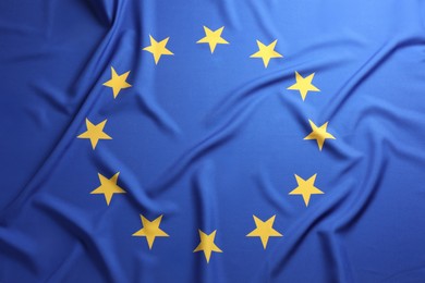 Photo of Flag of European Union as background, top view