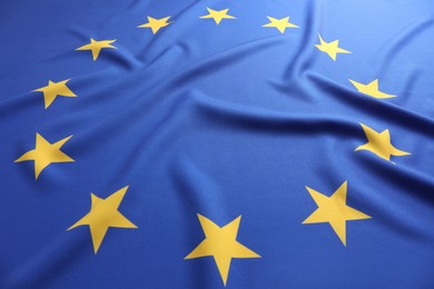 Photo of Flag of European Union as background, closeup