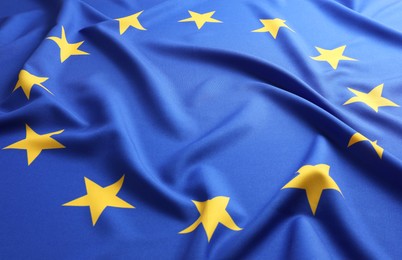 Flag of European Union as background, closeup