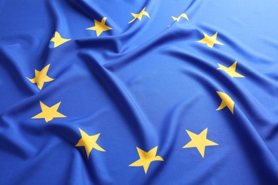 Flag of European Union as background, closeup