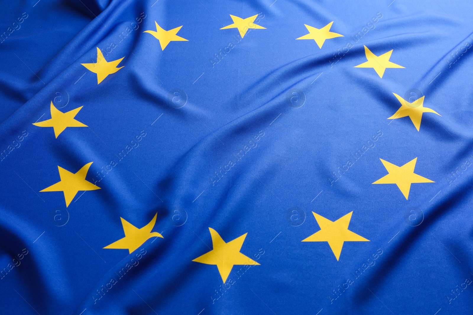 Photo of Flag of European Union as background, closeup