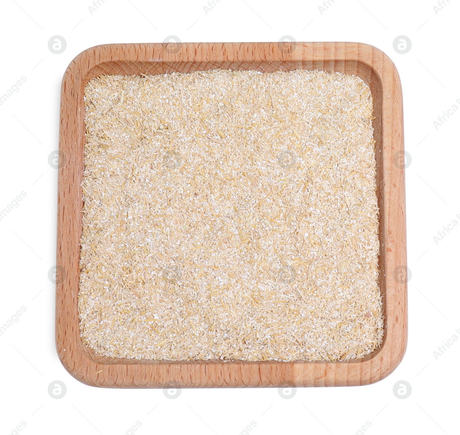 Photo of Oat bran isolated on white, top view