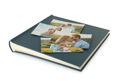 Photo of Photo album with different photos isolated on white