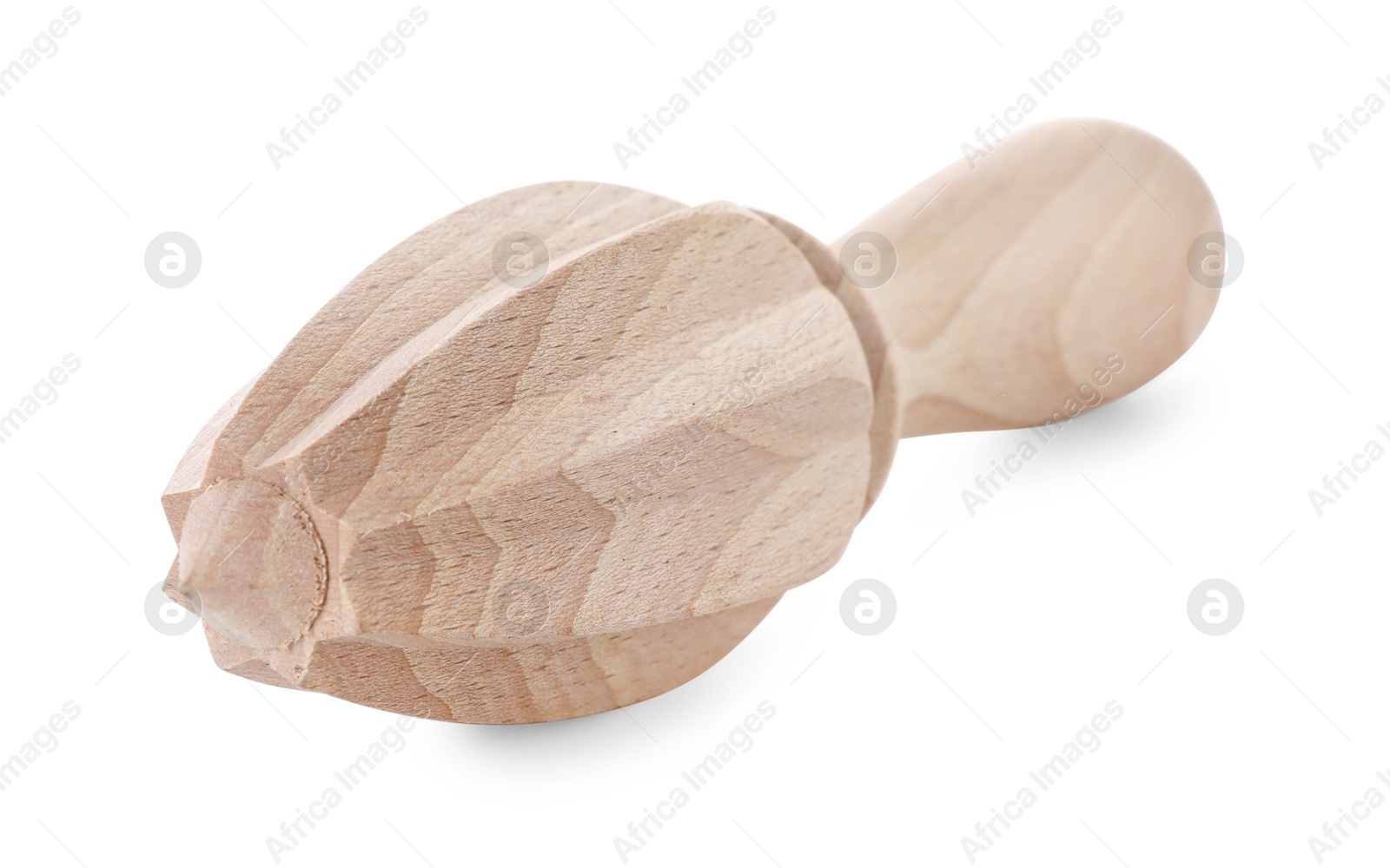 Photo of One wooden juicer isolated on white. Kitchen tool