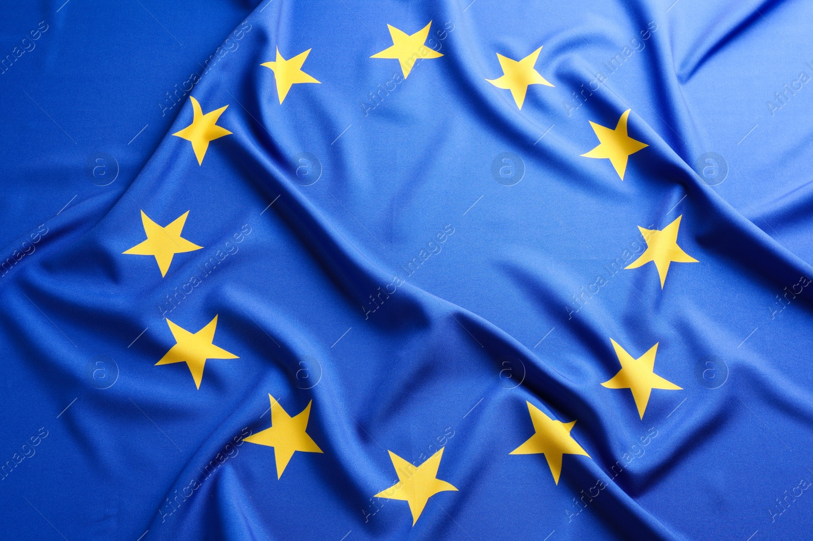 Photo of Flag of European Union as background, closeup