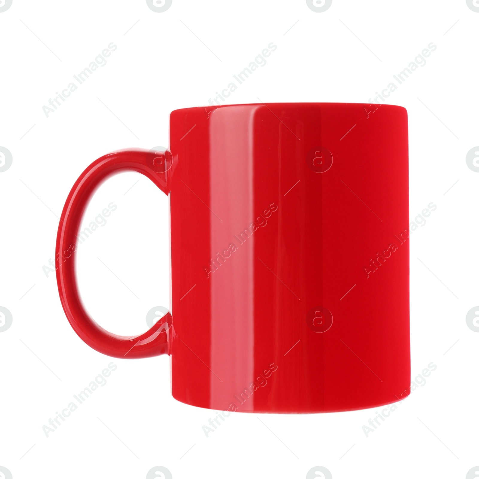 Photo of Red ceramic mug isolated on white. Mockup for design