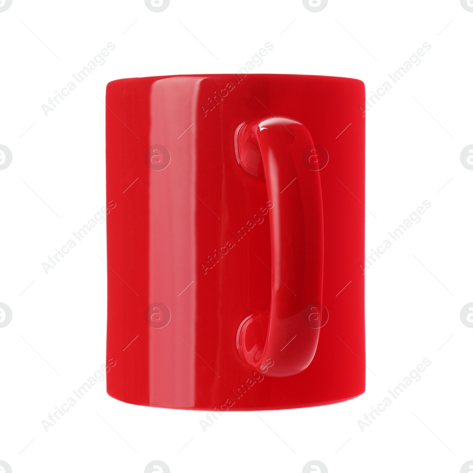 Photo of Red ceramic mug isolated on white. Mockup for design