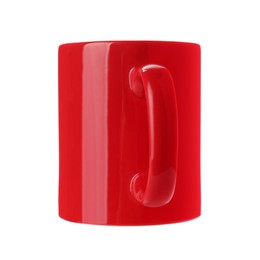 Photo of Red ceramic mug isolated on white. Mockup for design