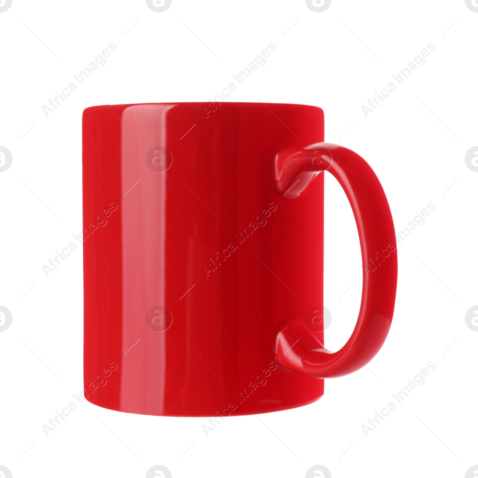 Photo of Red ceramic mug isolated on white. Mockup for design