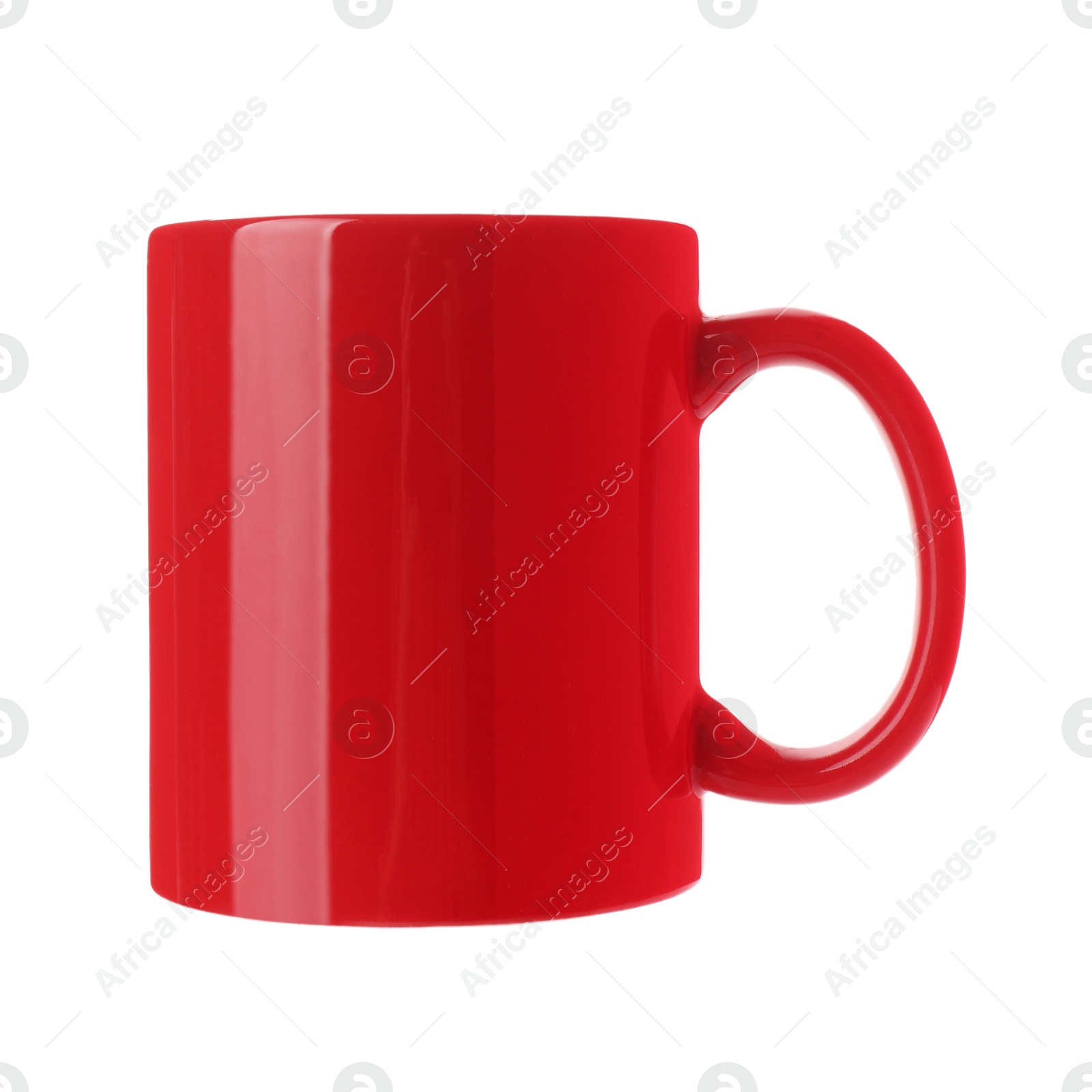 Photo of Red ceramic mug isolated on white. Mockup for design