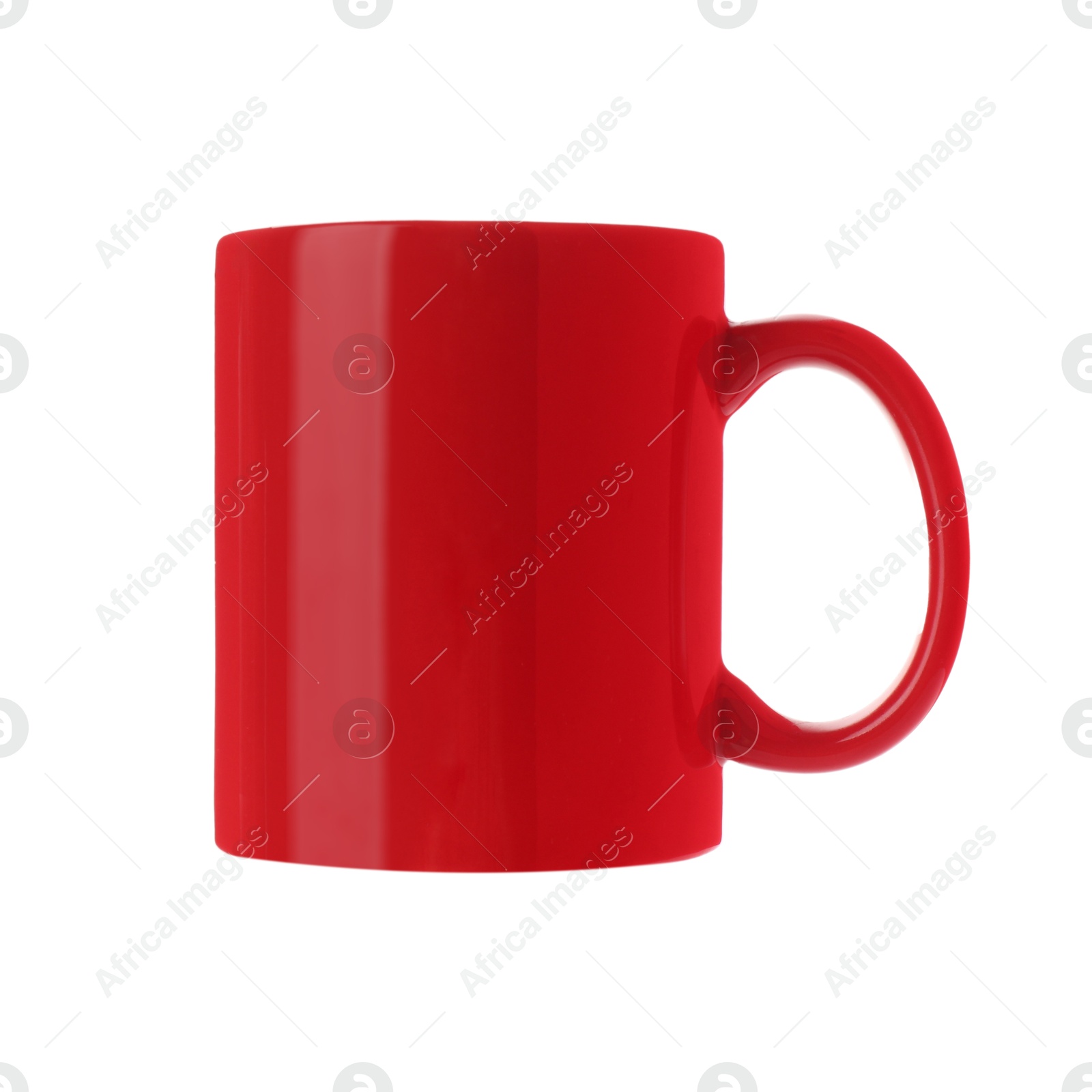 Photo of Red ceramic mug isolated on white. Mockup for design