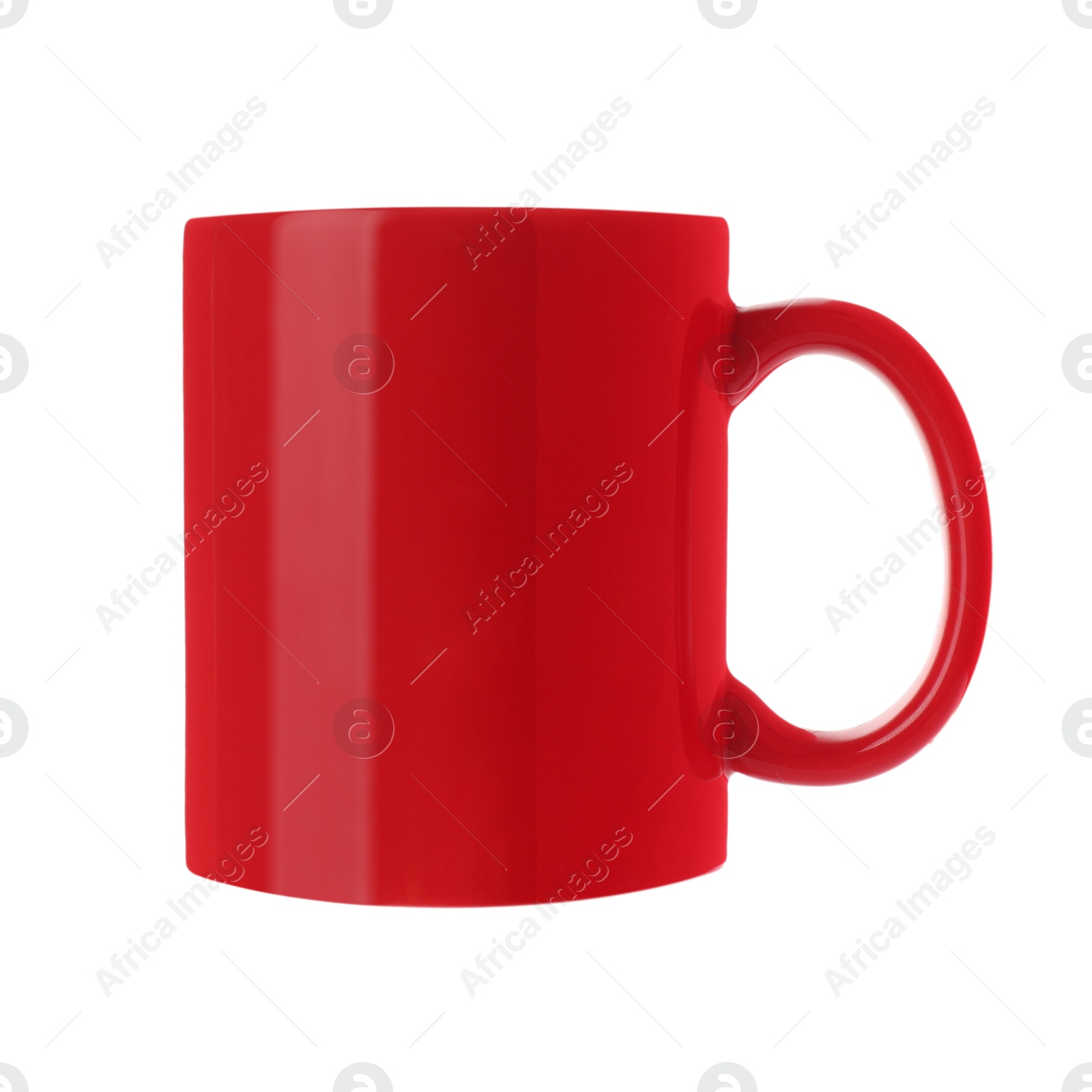 Photo of Red ceramic mug isolated on white. Mockup for design