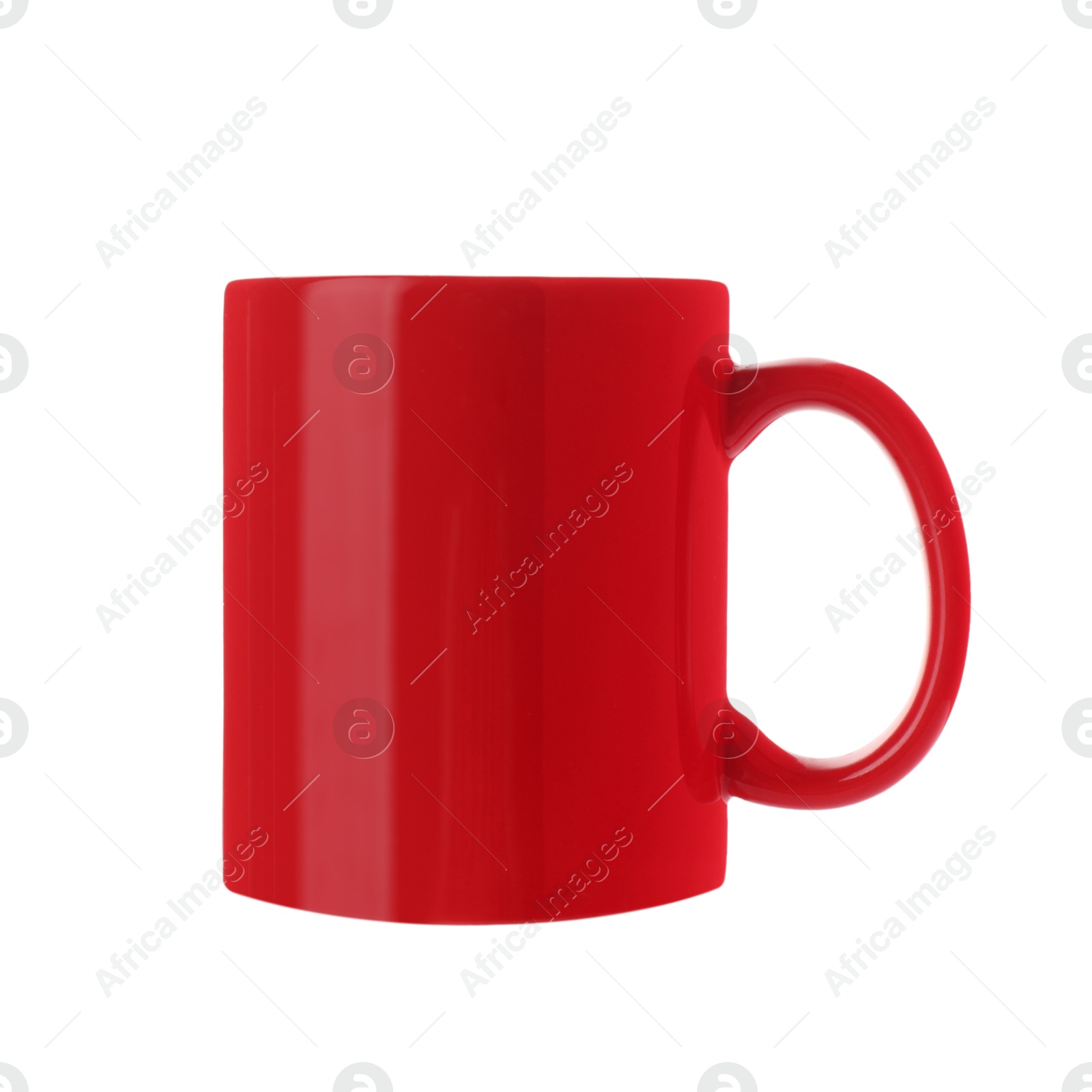 Photo of Red ceramic mug isolated on white. Mockup for design