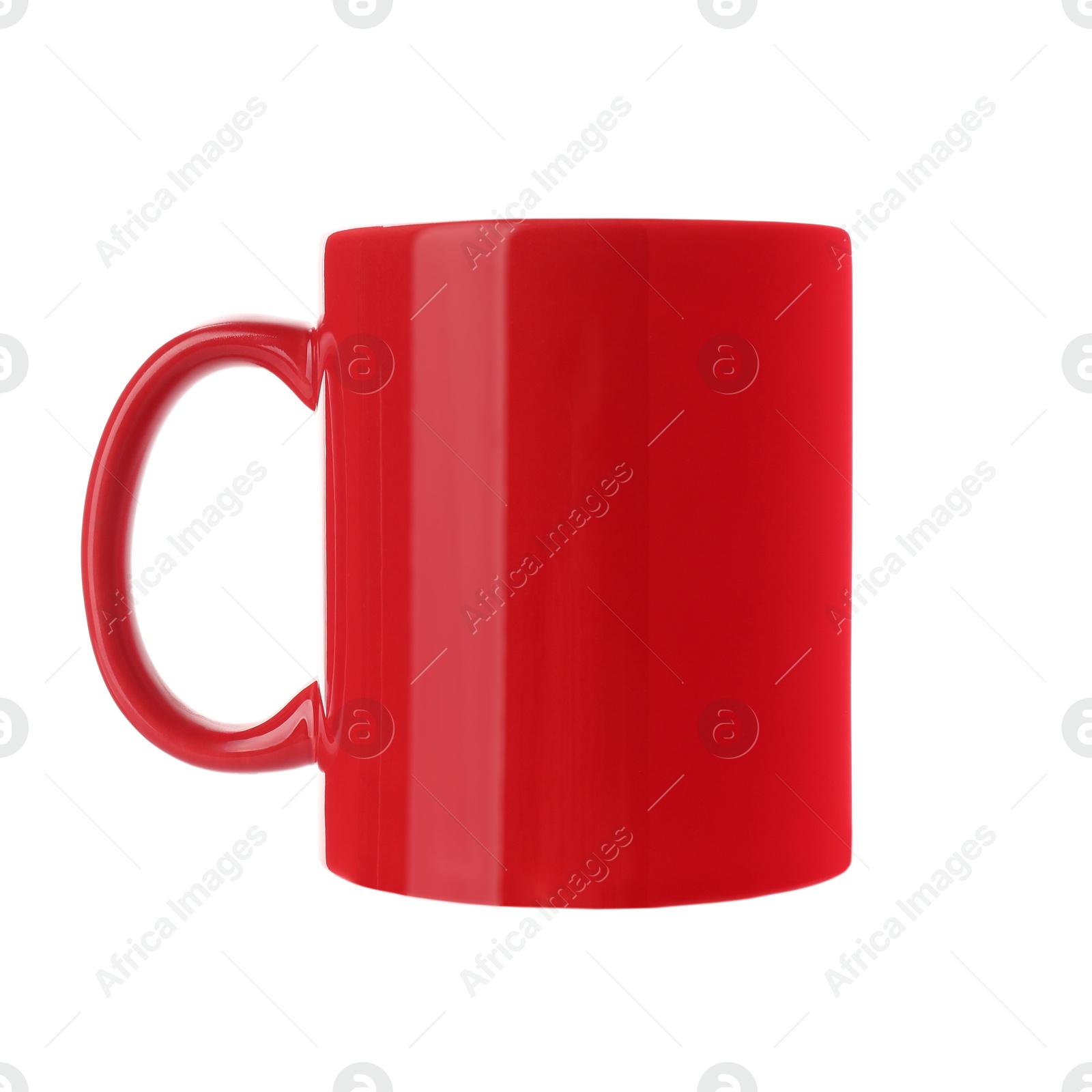 Photo of Red ceramic mug isolated on white. Mockup for design