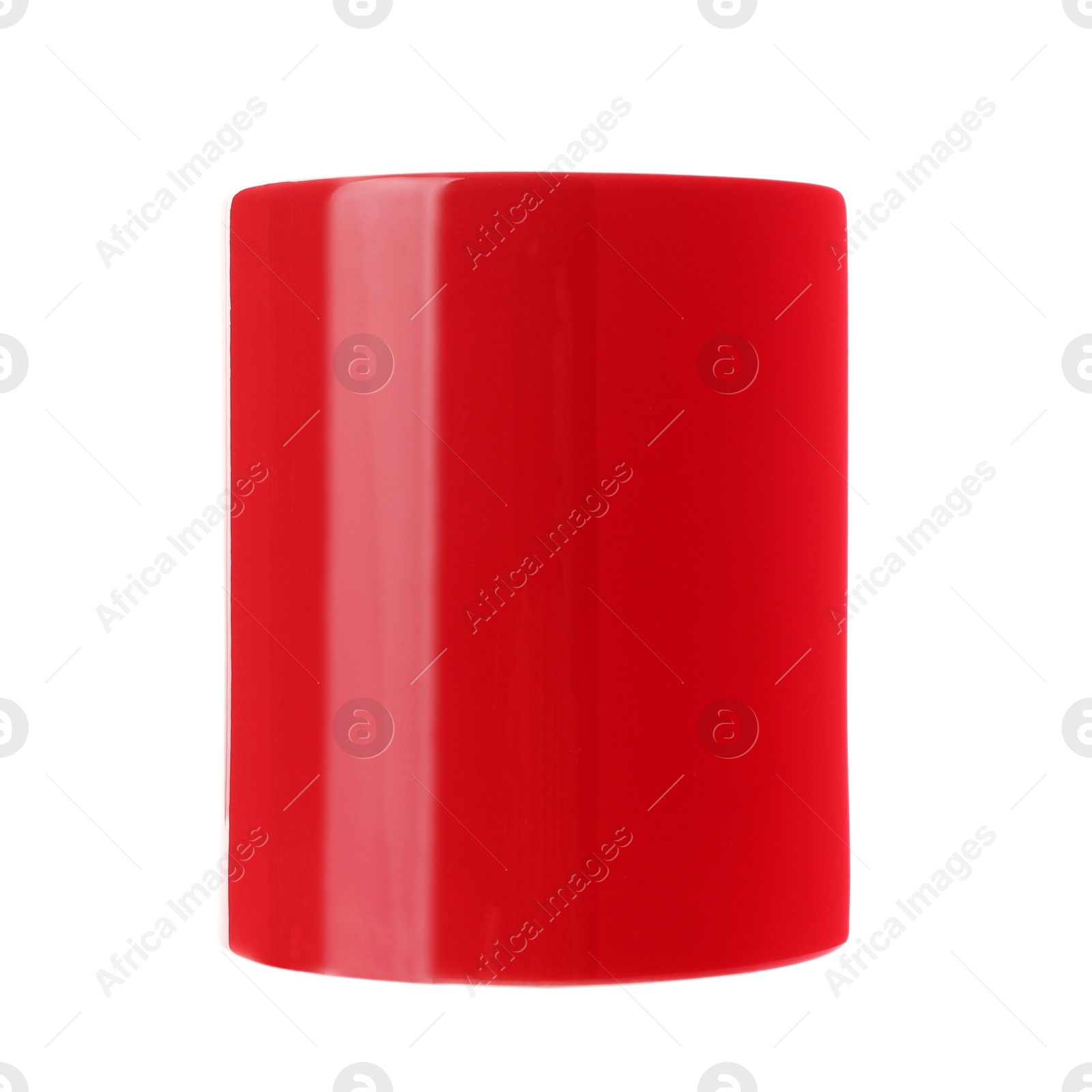 Photo of Red ceramic mug isolated on white. Mockup for design