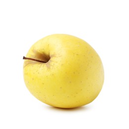 Photo of One fresh yellow apple isolated on white